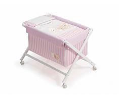 Interbaby Love - Minicuna de madera + textil, color blanco/rosa
