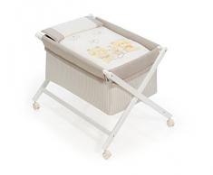 Interbaby Oso Carrito - Minicuna de madera + textil, color blanco/beige
