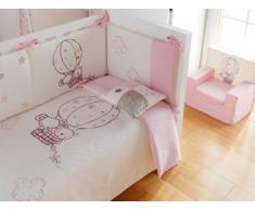 Pirulos 77011614 - Funda nórdica y funda almohadilla 100 x 135 diseño globo, color blanco y rosa