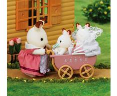 Sylvanian Families - Set gemelos conejos de color chocolate y cochecito (2206)