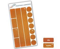 Pegatinas luminosas SafeKIDS, NARANJA, 13 unidades para cochecitos de bebé, bicicletas, cascos de ciclista y más