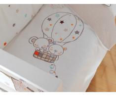 Pirulos 77311610 - Funda nórdica y funda almohadilla 160 x 260 diseño globo, color blanco y lino