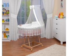 WALDIN Cuna Moisés, carretilla portabebés XXL, 9 colores a elegir, blanco/blanco