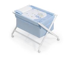 Interbaby Conejito Árbol - Minicuna de madera + textil, color blanco/azul