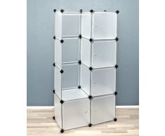 Estante Armario para ropa, habitación de niños, Guardaropa Estantería para la pasillo, vestíbulo Armario de 147 cm de alto, Estante para baño en blanco traslúcido