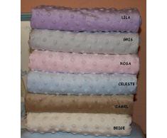 PRIMERAEDAD/Manta bebé para coche y minicuna con dos capas y topitos tacto terciopelo, personalizada con nombre bebé