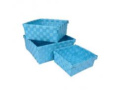 Douceur dIntérieur Interior Trenzado sin Problemas 6GMB267BL Carrito Set de 3 Blue Ocean 21,5 x 21,5 x 9 cm