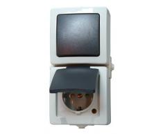 Kopp 138556008 Nautic - Juego de interruptor y enchufe con tapa, color gris