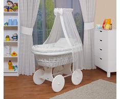 WALDIN Cuna Moisés, carretilla portabebés XXL, lacado en blanco,6 colores a elegir,blanco