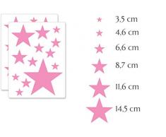 PREMYO Juego 25 Estrellas Pegatinas de Pared Habitación Infantil Niños Bebé Adhesivos Vinilos Decorativos Bonitos Fácil de Poner y Quitar Rosa