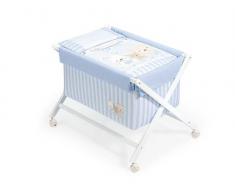 Interbaby Love - Minicuna de madera + textil, color blanco/azul