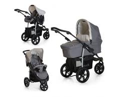 Hauck Viper SLX Trio Set - Carro deportivo 3 ruedas, 0 meses hasta 25 kg, silla de auto grupo 0, capazo con colchon, respaldo reclinable, ligero, plegable compacto, manillar ajustable en altura, gris