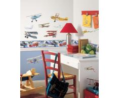 RoomMates - Cenefa adhesiva reutilizable para habitación infantil, diseño de aviones antiguos