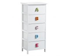 Cómoda infantil (en madera y Medium 5 cajones asas letras