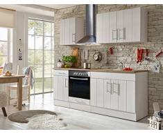 respekta Cocina Cocina Pequeña Bloque de Cocina Cocina Cocina Amueblada y Equipada Cocina Totalmente Equipada 210 cm en Blanco