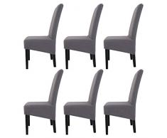 Elele ELEOPTION Fundas elásticas extraíbles para asientos de comedor, fundas elásticas lavables, fundas de cojín para silla de hotel, restaurante, boda, hogar, comedor, Gris plateado, Pak of 6