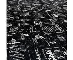 Hule Mantel encerado mesa mantel de hule lavable Modern Retro indutrie Cafe, toalla, negro, Oval 140 x 180cm