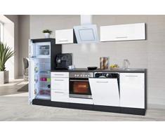 respekta Cocina Pequeña Cocina Bloque de Cocina Cocina Amueblada y Equipada Alto Brillo 280 cm Roble - Blanco, 280 cm