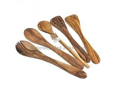 Naturally Med - Conjunto de utensilios de cocina de madera de olivo, 5 unidades, 30 cm