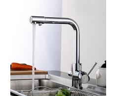 Gyps Faucet Kitchen Faucet Handle Inoxidable Lavabo Grifo Grifo de Cocina Completa Tres de Cobre con Agua Pura Cocina amueblada Cocina Grifo Mezclador Lavabo Plato Llano el Embalaje no es el Tubo de