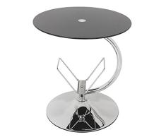 King negro decorativo final mesa de cristal mesa auxiliar mesa de café, redondo, 45 cm x 45 cm, para salas de estar, salas de estar, estudio, etc.