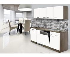Respekta - Cocina amueblada, encimera de 195 cm, replica de roble York color blanco