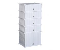 HomCom Armario Modular Plástico Estantería 5 Cubos Ropero Zapatero Aparador Combinado Mueble Organizador Ropa Zapatos Accesorios Juguetes