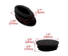 sourcing map Silla De Mesa Pierna De Plástico Tubo Ovalado Tubo Insertar Tapa Negro 20 X 39 mm 10 Piezas