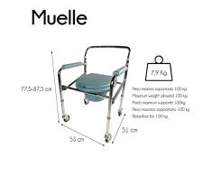 Mobiclinic, Muelle, Silla con WC o inodoro para minusválidos, ancianos, discapacitados, Plegable, Reposabrazos, Asiento ergonómico, Conteras antideslizates