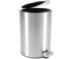 Bamodi Cubo de Basura con Pedal Premium Pequeñas papeleras de baño, Aseo u Oficina - 3L - Papelera de baño de Acero Inoxidable con cesto extraíble - Sistema de Cierre Magic Silent