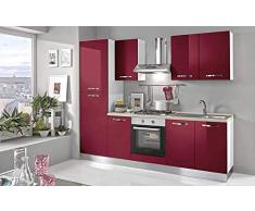 Cocina completa - Lado izquierdo cm. 255 x 60 x 216h - Incluye: campana extractora, horno ventilado, lavabo, frigorífico, frigorífico, placa de cocción a gas con 4 fuegos, n.° 6 y un cajón.