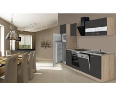 respekta Cocina Completa, 280 cm, Roble, Incluye Nevera y congelador, vitrocerámica & lavavajillas