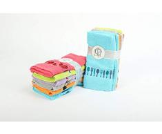 TEXTURAS HOME - Paño de Cocina Estampado Multicolor Sólidos 100% algodón (Pack-12 Unidades)