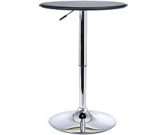 HOMCOM Mesa de Bar Regulable en Altura Hidraulica Pub Vinilo Negro Altura Ø63 Diametro