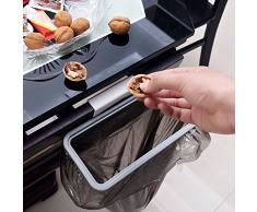 Colgador de cocina Estante de almacenamiento de basura Bolsa de basura Soporte de bolsa de basura Armario de armario Puerta trasera Soporte de bolsa de basura de almacenamiento, Blanco y gris
