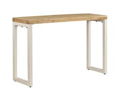 UnfadeMemory Mesa Consola Recibidor de Entrada,Mesa Alta Cocina,Mueble Auxiliar,Mesa de Comedor,Escritorio para Oficina,Estilo Moderno,Madera Maciza de Mango y Acero,120x35x76cm (Blanco)