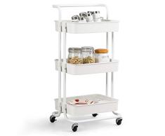 COSTWAY Carro Multiuso de Servicio con Ruedas Carrito Auxiliar para Cocina Baño Peluquería Carga hasta 60kg (Blanco)