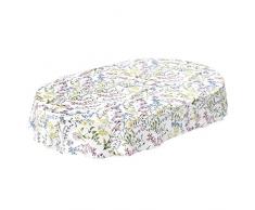 Anro - Mantel de hule lavable, para mesa, 95% PVC, 5% poliéster., Diseño floral blanco., Oval 140 x 180cm Schnittkante