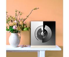 Reloj De Mesa 30 cmx30 cm Incluye soporte de aluminio – Diseño Moderno Negro Gris Peaceful cuarzo – Reloj de pared de DIXTIME Reloj de pie tu5043