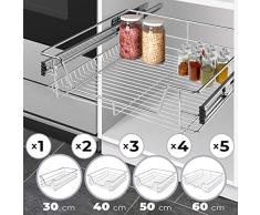 Cesto Extraíble para Armario - de 50 cm con Riel Telescópico, Tamaño (30, 40, 50, 60 cm) y Set (1, 2, 3, 4, 5 uds) a Elegir - Cajón Telescópico, Bandeja Extraíble Cocina