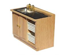 Healifty Fregadero de la casa de muñecas Modelo de Mini Fregadero pequeño Lavabo gabinete 1:12 Muebles de la casa