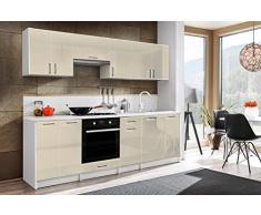 Muebles Cocina Completa,240 cms, Modulos de cocinas ref-10 (Beige Brillo)