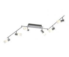 Trio 821410605 - Lámpara de Techo de Aluminio Cepillado Y Cristal Blanco Barrido, Incluye 6 Bombillas Led de 5 W, Ancho Máx. 150 cm