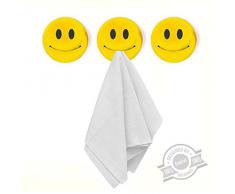 Balvi Colgador Trapo Cocina Smile Set de 3 colgadores Adhesivo 3M Forma de Emoticono Plástico