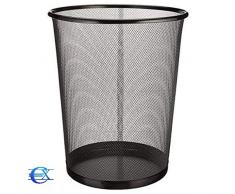 EUROXANTY® Papeleras de oficina | 27 x 24 cm | Papelera circular de rejilla metálica | Papelera negra | 10 L | Pack de 2 unidades
