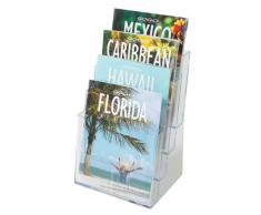 Deflect-o 77901- Soporte de pared o mesa para folletos (4 niveles, A5), transparente