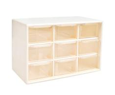 Caja de organizador de almacenamiento de herramientas de bricolaje YOTINO, 9 cajones Tornillos de taller y caja de artesanía estacionaria de gabinete de piezas pequeñas (blanco)