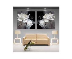 Pinturas de la Flor de Loto Arte Modular Imágenes 3D Arte del Cartel de Pared Modular para Pintura Cocina Cuadros de la Pared de la Sala Lienzo, 80cmX80cmX2pcs, Estilo B