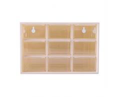 Fdit 9 Cajones de Almacenamiento de Escritorio Portátil de Plástico 9 Enrejados Mini Gabinetes Cajón Joyería Cosmética Socialme-EU(Blanco)