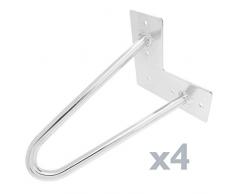 PrimeMatik - Pies para Mesa y Mueble Patas en Cromado 2 Varillas 15 cm 4-Pack